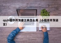 qq小程序開發(fā)者工具怎么用（小程序開發(fā)語言）