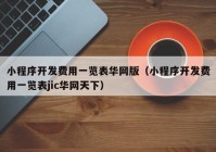 小程序開發(fā)費(fèi)用一覽表華網(wǎng)版（小程序開發(fā)費(fèi)用一覽表jic華網(wǎng)天下）