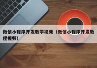 微信小程序開發(fā)教學(xué)視頻（微信小程序開發(fā)教程視頻）