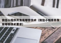 微信小程序開發(fā)有哪些技術(shù)（微信小程序開發(fā)有哪些技術(shù)要求）