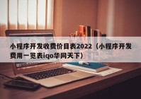 小程序開發(fā)收費價目表2022（小程序開發(fā)費用一覽表iqo華網天下）